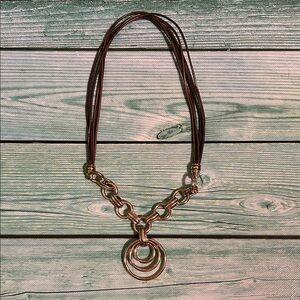 Premier Designs Gold and Brown Statement Necklace